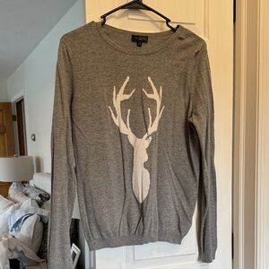 The Limited Gray Sweater with White Deer Design